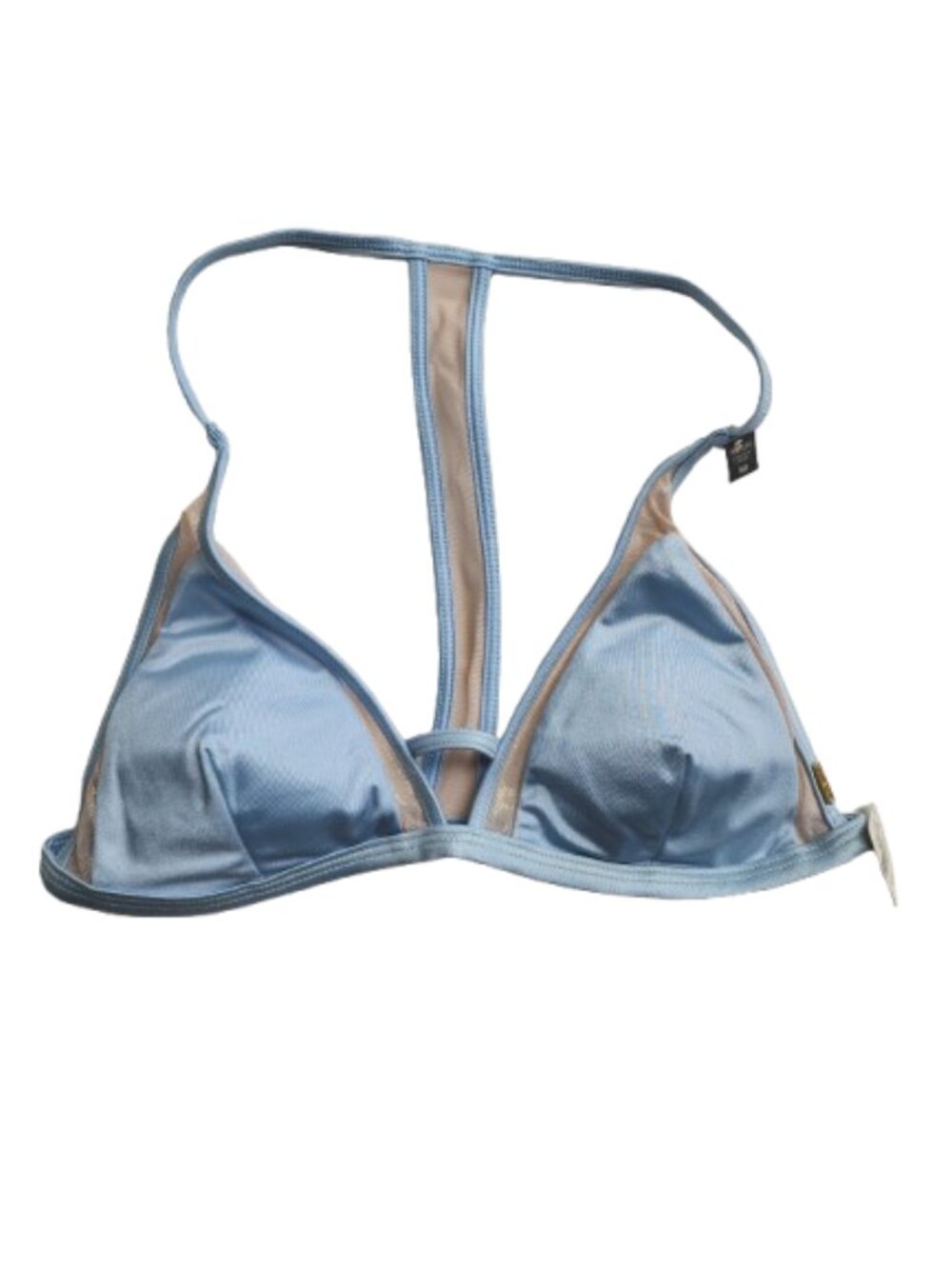NWT PINK Victoria's Secret Light Blue Shimmer Triangle Swim Bikini Top M